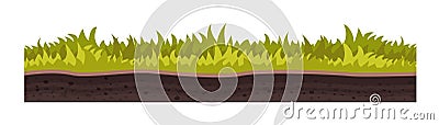 Texture of soil, with grass, lawn, vegetation. Vector Illustration