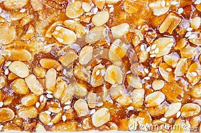 Texture sweet caramel nut dessert Stock Photo