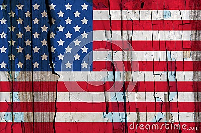 Texture of USA flag on grunge wood Stock Photo
