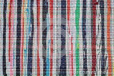 Texture of vintage striped woven carpet. Stock Photo