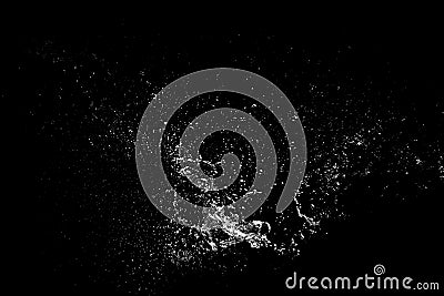 The texture of the spray of water splash on black background Stock Photo