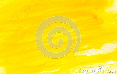 Texture of watercolor paint. Horizontal background with yellow watercolour. Stock Photo