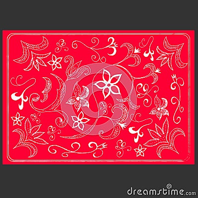 The texture of white flowers on a red background Vector Illustration