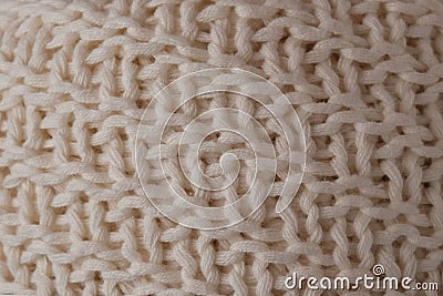 The texture of a white woolen plaid, weaving threads, close-up, abstract background Stock Photo