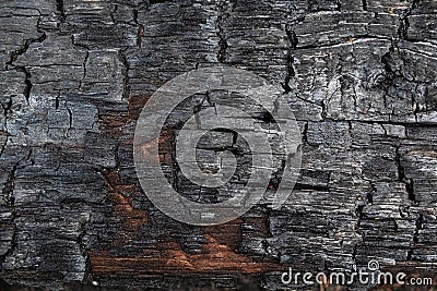 The texture of a wooden beam after a fire Stock Photo