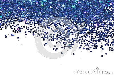 Textured background with blue glitter sparkle on white, decorative spangles Stock Photo