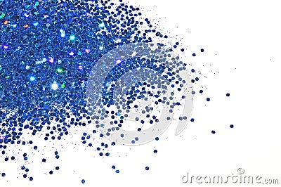 Textured background with blue glitter sparkle on white, decorative spangles Stock Photo