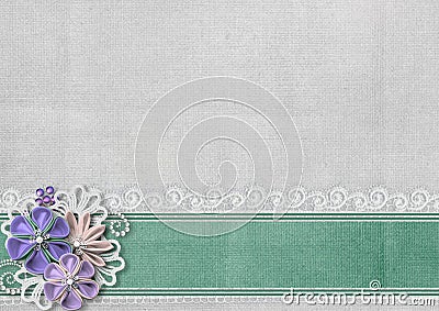 Textured background with border and handmade flowers Stock Photo