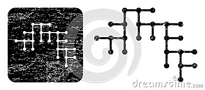 Textured Binary Circuit Subtracted Imprint Vector Illustration