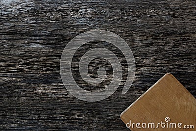 Textured black wooden cuttng board Stock Photo