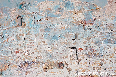 Textured brick wall painter turquoise blue Stock Photo