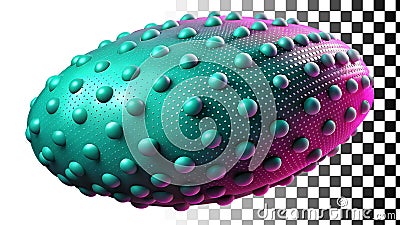 Textured bumpy sphere object teal and magenta design png transparent image Generative AI Cartoon Illustration