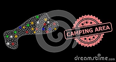 Textured Camping Area Stamp and Network Spot with Glitter Dots Vector Illustration