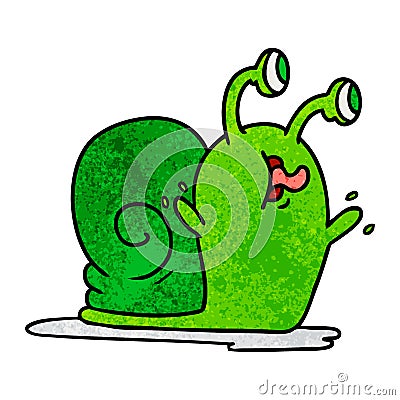 Textured cartoon of a slimy snail Vector Illustration