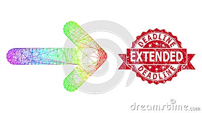 Textured Deadline Extended Stamp and Multicolored Network Right Arrow Vector Illustration