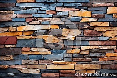 Textured elegance Colorful patterns on stone walls enhance architectural charm Stock Photo