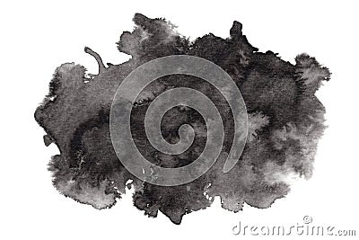 Textured expressive horizontal black ink stain Stock Photo