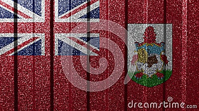 Textured flag of Bermuda on metal wall. Colorful natural abstract geometric background with lines. Stock Photo