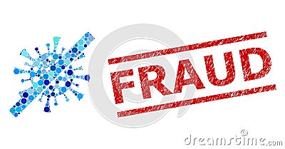 Textured Fraud Stamp Imitation and No Contagious Virus Composition of Round Dots Vector Illustration