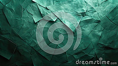 Textured green paper folds creating an abstract, fragmented pattern. Stock Photo