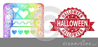 Textured Halloween Seal and Bright Linear Marriage Cake Vector Illustration