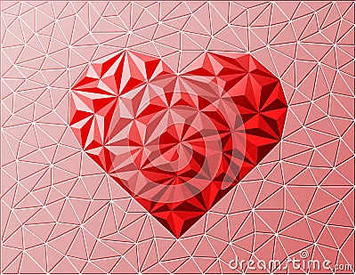 Textured heart sign on grid background. Vector Illustration