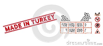 Textured Made in Turkey Line Stamp with Collage Chicken Cage Icon Stock Photo