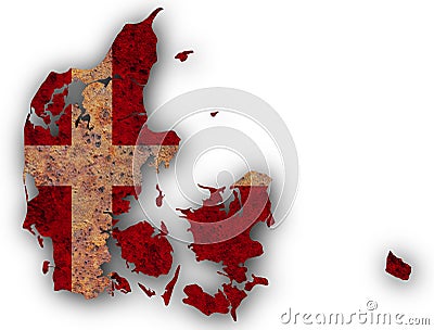 Textured map of Denmark in nice colors Stock Photo