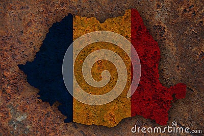 Textured map of Romania in nice colors Stock Photo