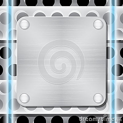 Textured metal plate with rivets. Vector Illustration