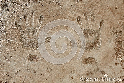 Textured pattern concrete with hand stamps Stock Photo