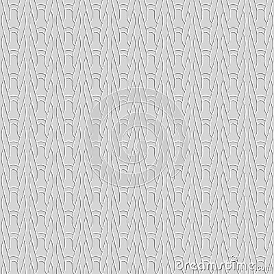 Textured pigtails 3d seamless pattern. Vector ornamental embossed white background. Braided surface lines pigtaols ornament. Vector Illustration