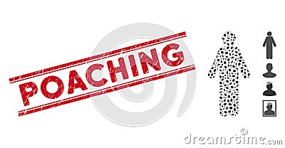 Textured Poaching Line Stamp and Mosaic Male Icon Stock Photo