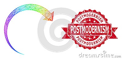 Textured Postmodernism Seal and Rainbow Net Rotate Forward Vector Illustration