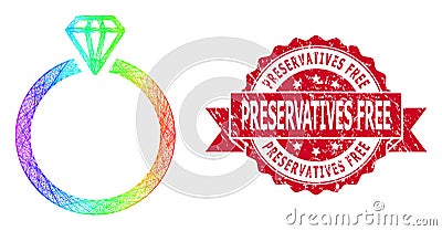 Textured Preservatives Free Seal and Spectrum Network Diamond Ring Vector Illustration