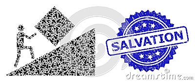 Textured Salvation Stamp and Fractal Pointless Task Icon Mosaic Vector Illustration