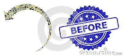 Textured Before Seal and Military Camouflage Collage of Rotate Backward Vector Illustration