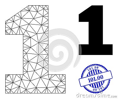 101.00 Textured Seal and Web Net Digit One Vector Icon Vector Illustration