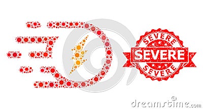 Textured Severe Seal and Corona Virus Mosaic Electric Participle Vector Illustration