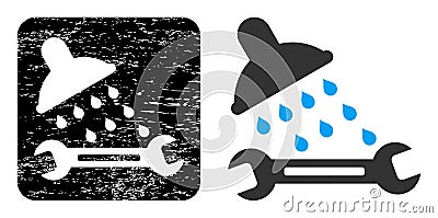 Textured Shower Plumbing Carved Seal Vector Illustration