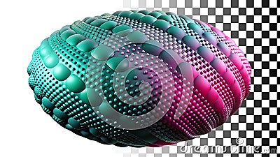 Textured sphere object teal pink gradient bumpy dotted surface png transparent image Generative AI Stock Photo