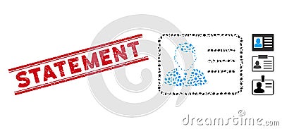 Textured Statement Line Stamp with Mosaic Account Card Icon Stock Photo