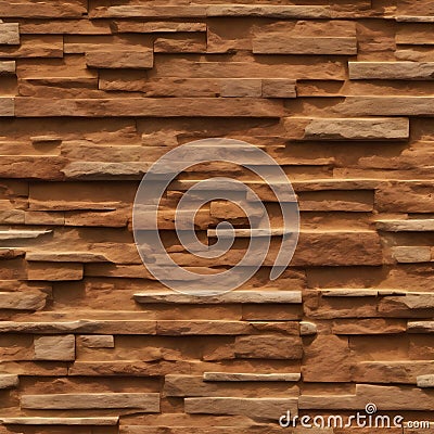Textured stone wall with brown brickwork Stock Photo