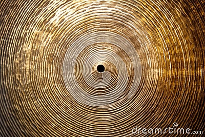 textured surface of a brass bell of a trombone Stock Photo