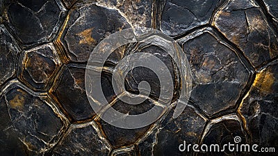 A textured surface resembling dark, interlocking hexagonal patterns Stock Photo