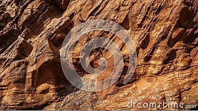 Textured surface of a sandstone cliff. AI generated Cartoon Illustration