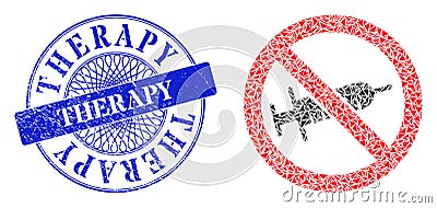 Textured Therapy Badge and Triangle No Syringe Drugs Mosaic Vector Illustration