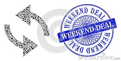 Textured Weekend Deal Seal and Triangle Exchange Arrows Mosaic Vector Illustration