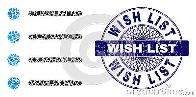 Textured Wish List Stamp and Geometric Items Mosaic Vector Illustration