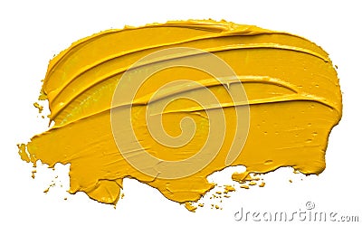 Textured yellow oil paint brush stroke Stock Photo